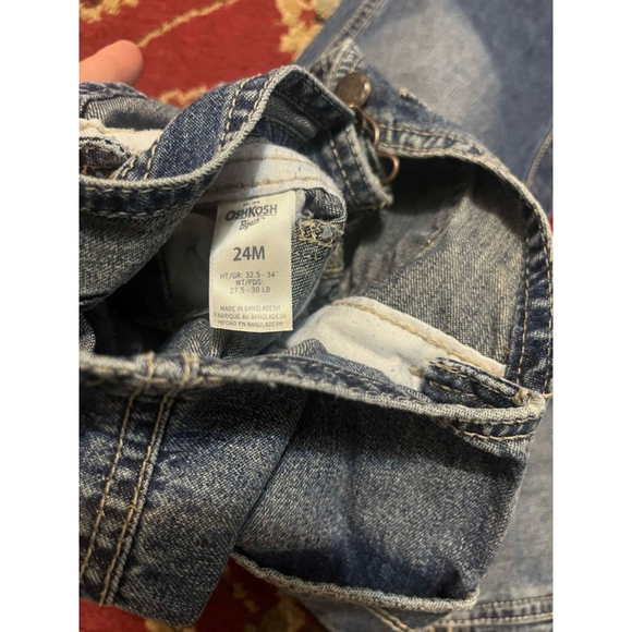 Vintage OshKosh Blue Denim Cargo Carpenter Overalls Size 24 Months - Picture 3 of 6